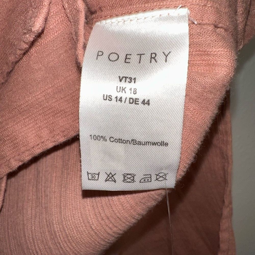 Poetry Women 14 Blush Pink Ruffle Trim Button Down Feminine Lagenlook Blouse NWT - Picture 5 of 8